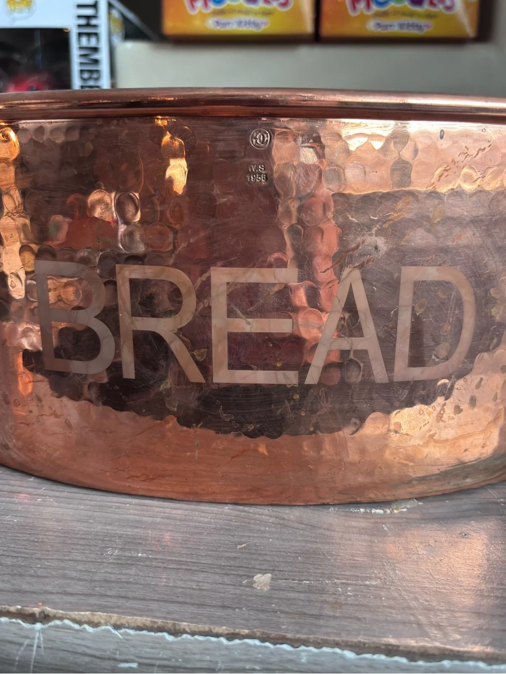 Williams Sonoma Hammered Copper Bread Box Handcrafted Turkey W.S. 1956 Large
